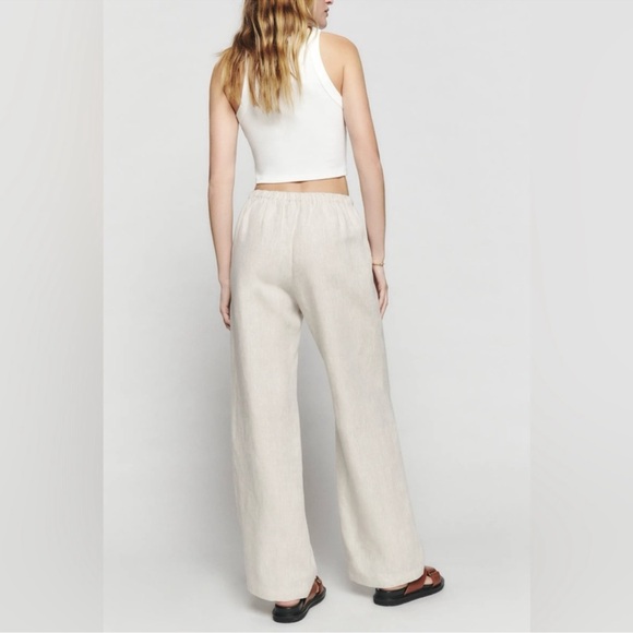 Reformation Olina Linen Pant in Oatmeal - Picture 2 of 5